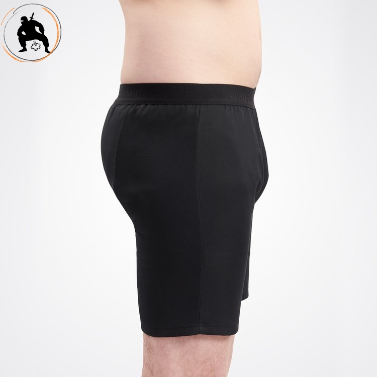 Anti Geruch Herrenunterhose mit langem Bein schwarz von der Seite