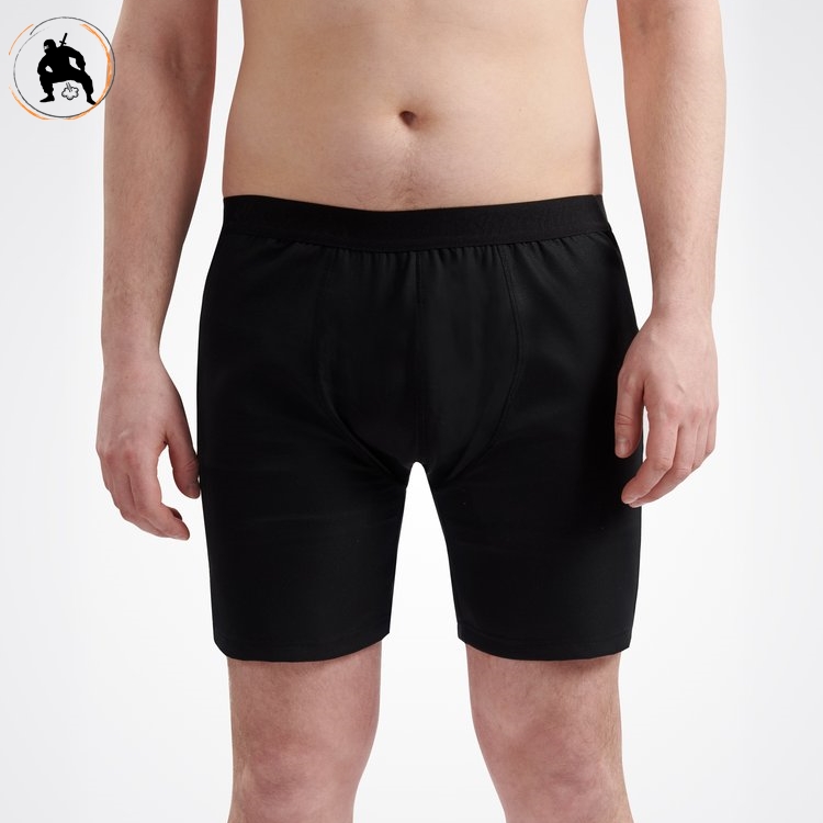 Anti Geruch Herrenunterhose mit langem Bein schwarz vorne